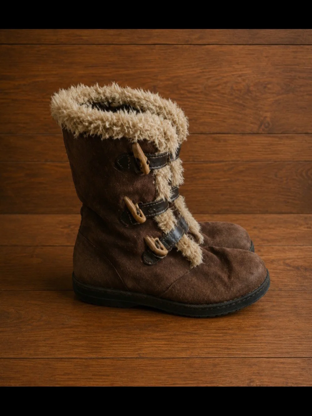 Earth Spirit Brown Faux-Shearling Strap Winter Boots